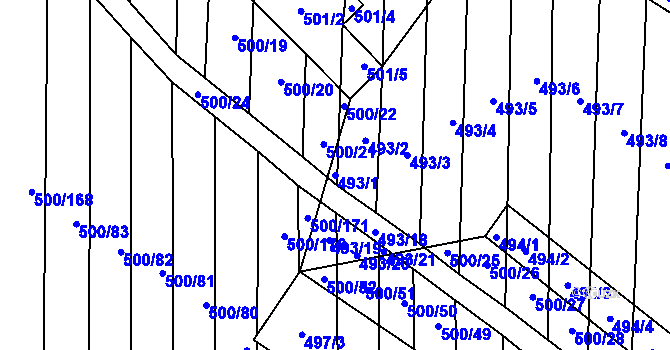 Parcela st. 493/1 v KÚ Krčmaň, Katastrální mapa