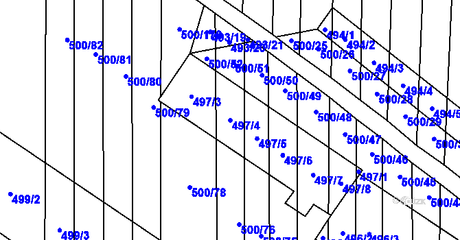 Parcela st. 497/4 v KÚ Krčmaň, Katastrální mapa