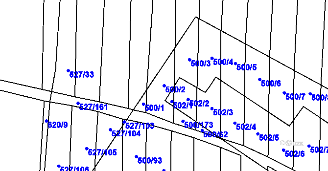 Parcela st. 500/2 v KÚ Krčmaň, Katastrální mapa