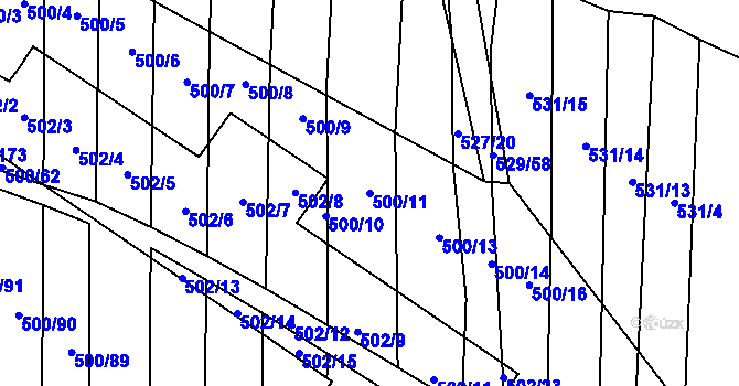 Parcela st. 500/11 v KÚ Krčmaň, Katastrální mapa