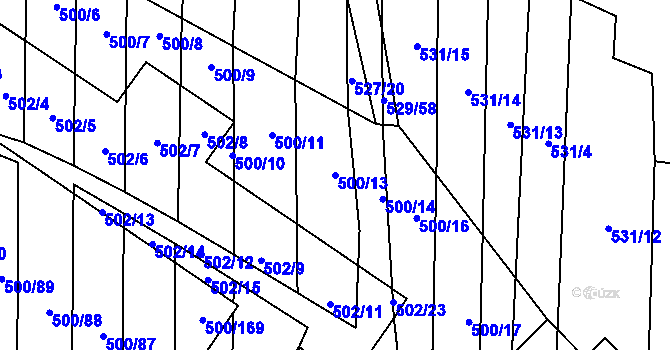 Parcela st. 500/13 v KÚ Krčmaň, Katastrální mapa
