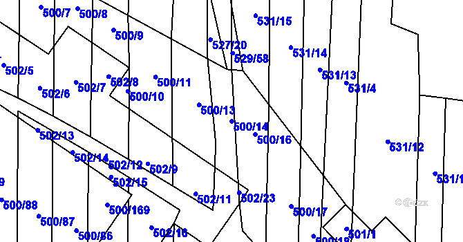 Parcela st. 500/14 v KÚ Krčmaň, Katastrální mapa