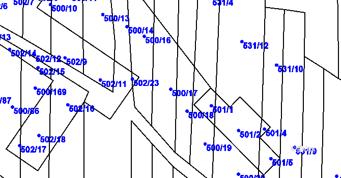 Parcela st. 500/17 v KÚ Krčmaň, Katastrální mapa