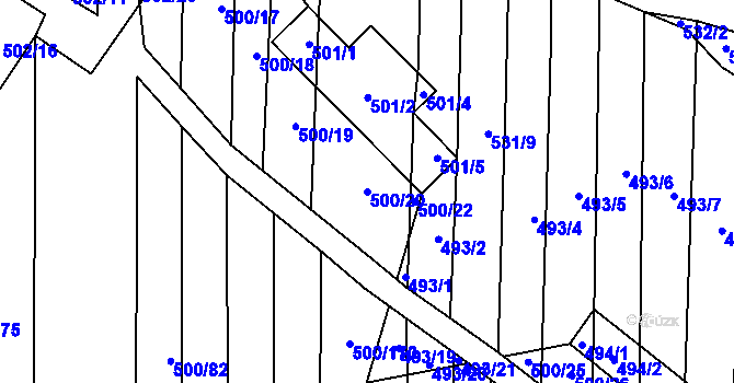 Parcela st. 500/20 v KÚ Krčmaň, Katastrální mapa