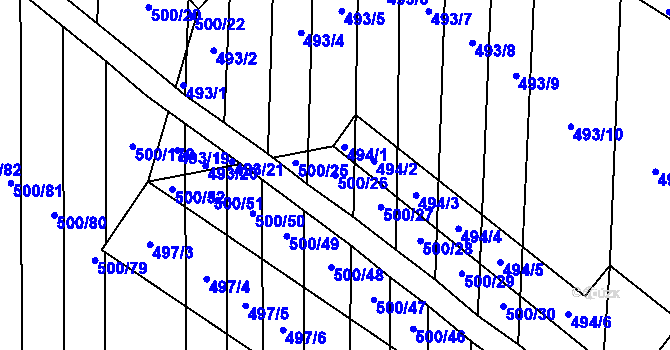Parcela st. 500/26 v KÚ Krčmaň, Katastrální mapa