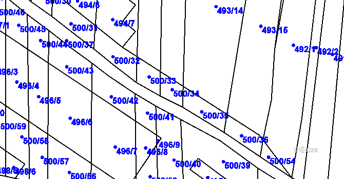 Parcela st. 500/34 v KÚ Krčmaň, Katastrální mapa