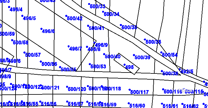 Parcela st. 500/40 v KÚ Krčmaň, Katastrální mapa