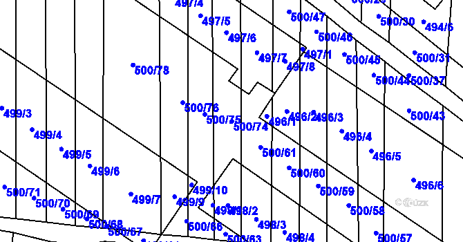Parcela st. 500/74 v KÚ Krčmaň, Katastrální mapa