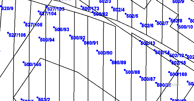 Parcela st. 500/90 v KÚ Krčmaň, Katastrální mapa