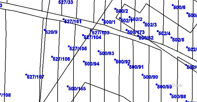 Parcela st. 500/93 v KÚ Krčmaň, Katastrální mapa