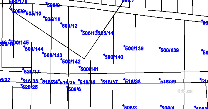 Parcela st. 500/140 v KÚ Krčmaň, Katastrální mapa