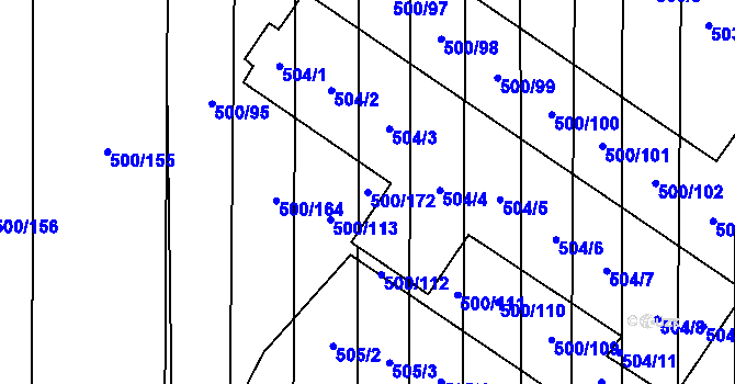 Parcela st. 500/172 v KÚ Krčmaň, Katastrální mapa