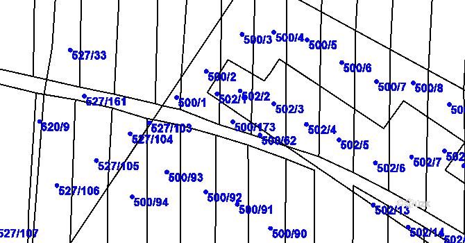 Parcela st. 500/173 v KÚ Krčmaň, Katastrální mapa