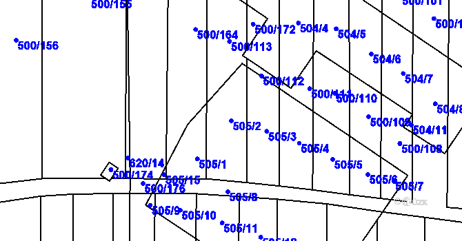 Parcela st. 505/2 v KÚ Krčmaň, Katastrální mapa