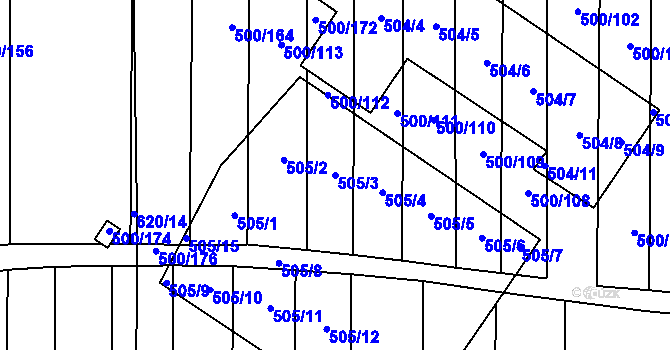 Parcela st. 505/3 v KÚ Krčmaň, Katastrální mapa