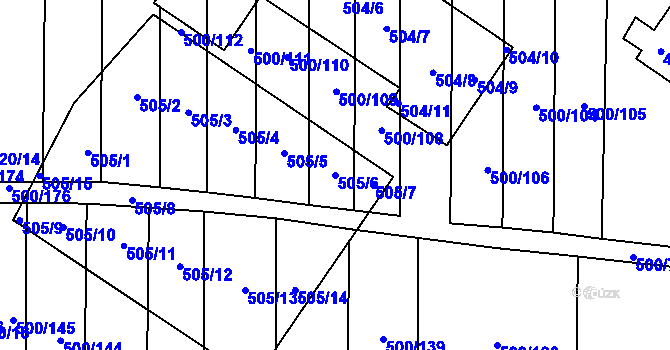 Parcela st. 505/6 v KÚ Krčmaň, Katastrální mapa