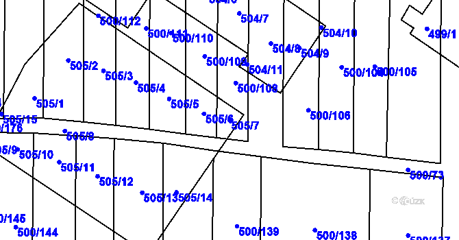 Parcela st. 505/7 v KÚ Krčmaň, Katastrální mapa