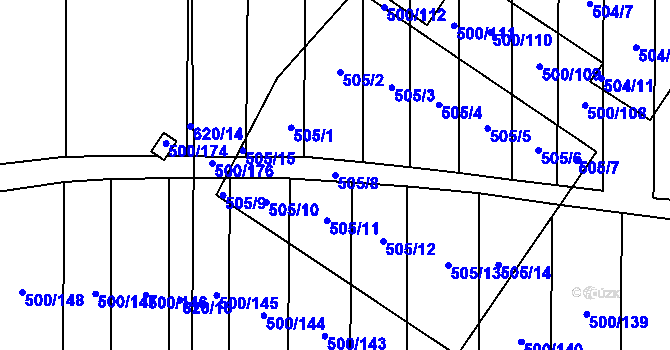 Parcela st. 505/8 v KÚ Krčmaň, Katastrální mapa