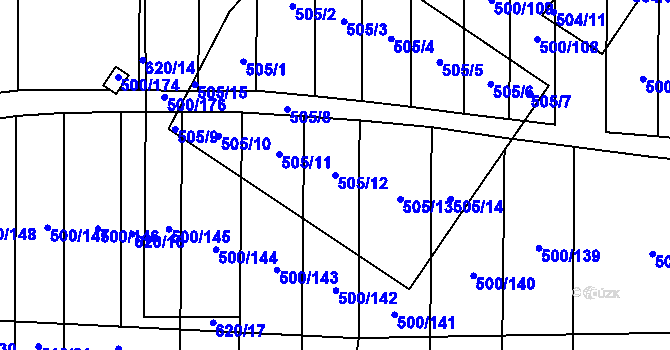 Parcela st. 505/12 v KÚ Krčmaň, Katastrální mapa