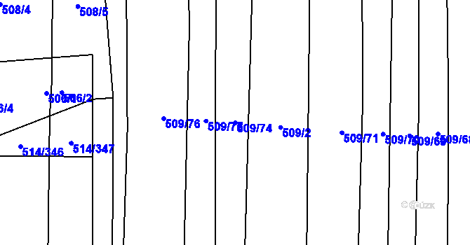 Parcela st. 509/74 v KÚ Krčmaň, Katastrální mapa