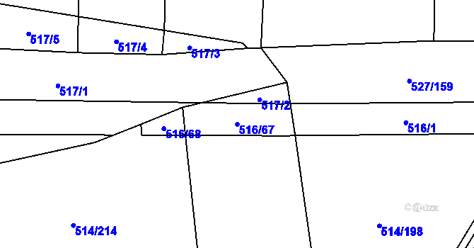 Parcela st. 516/67 v KÚ Krčmaň, Katastrální mapa