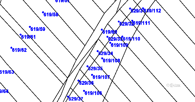 Parcela st. 529/34 v KÚ Krčmaň, Katastrální mapa