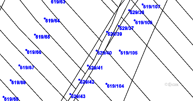 Parcela st. 529/40 v KÚ Krčmaň, Katastrální mapa