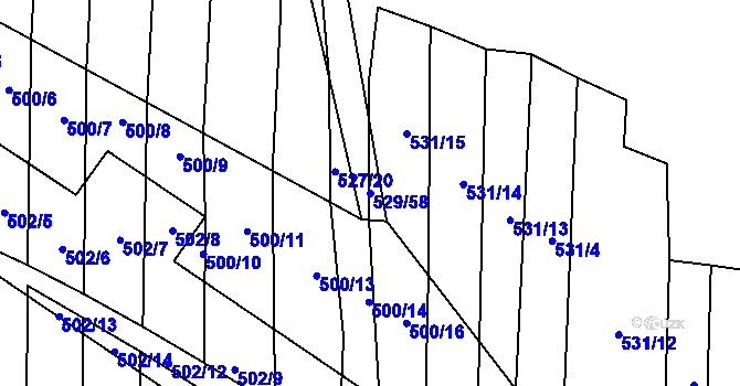 Parcela st. 529/58 v KÚ Krčmaň, Katastrální mapa