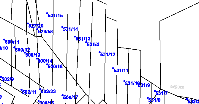 Parcela st. 531/12 v KÚ Krčmaň, Katastrální mapa