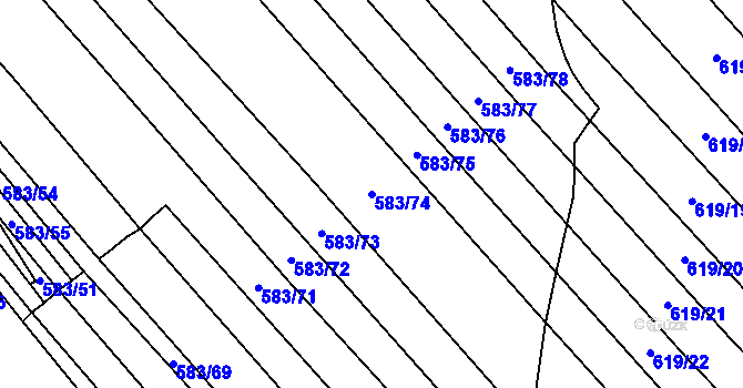 Parcela st. 583/74 v KÚ Krčmaň, Katastrální mapa