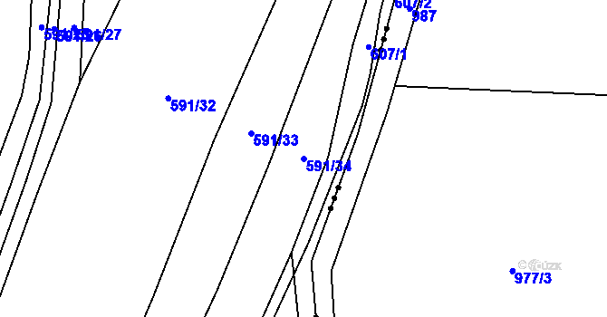 Parcela st. 591/34 v KÚ Krčmaň, Katastrální mapa