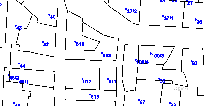 Parcela st. 609 v KÚ Krčmaň, Katastrální mapa