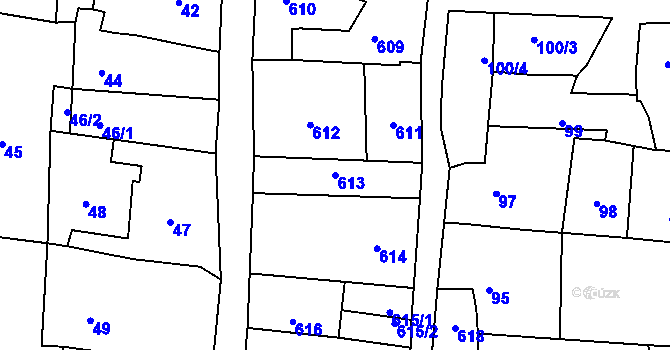 Parcela st. 613 v KÚ Krčmaň, Katastrální mapa