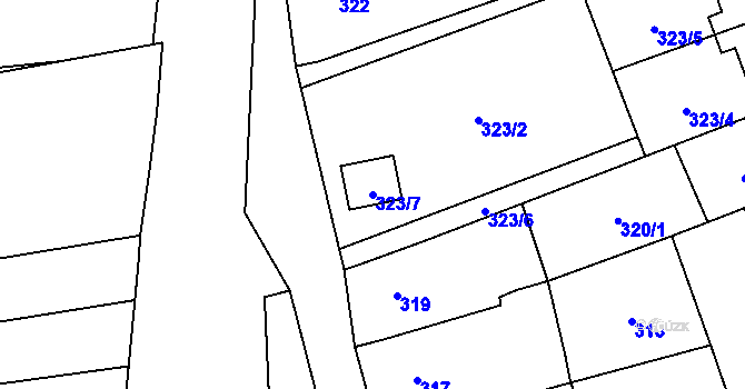Parcela st. 323/7 v KÚ Krčmaň, Katastrální mapa