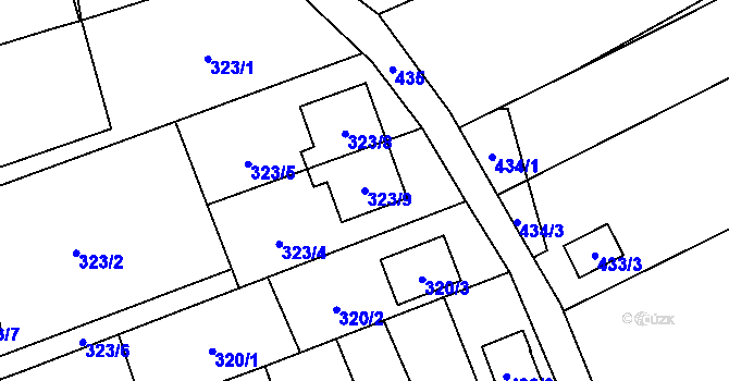 Parcela st. 323/9 v KÚ Krčmaň, Katastrální mapa