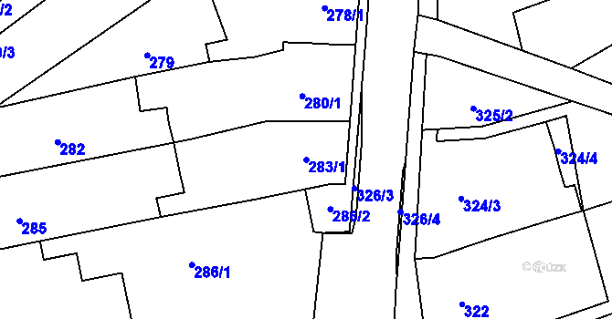 Parcela st. 283/1 v KÚ Krčmaň, Katastrální mapa