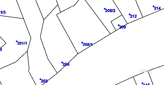 Parcela st. 208/1 v KÚ Krčmaň, Katastrální mapa