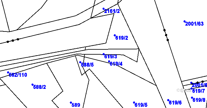Parcela st. 619/3 v KÚ Krčmaň, Katastrální mapa