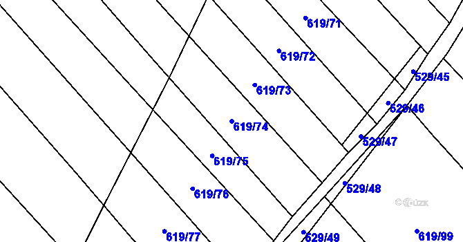 Parcela st. 619/74 v KÚ Krčmaň, Katastrální mapa