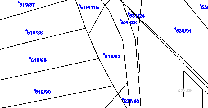 Parcela st. 619/93 v KÚ Krčmaň, Katastrální mapa
