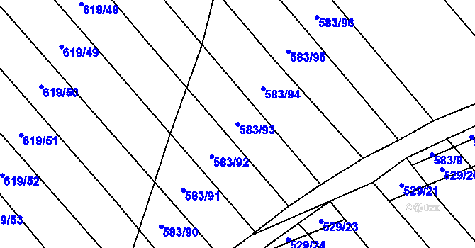 Parcela st. 583/93 v KÚ Krčmaň, Katastrální mapa