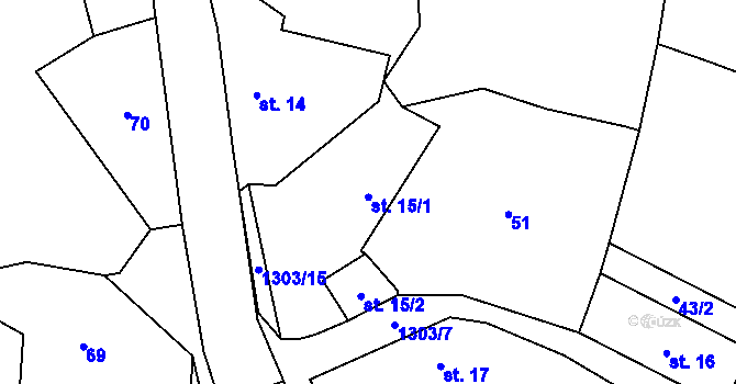 Parcela st. 15 v KÚ Krejnice, Katastrální mapa