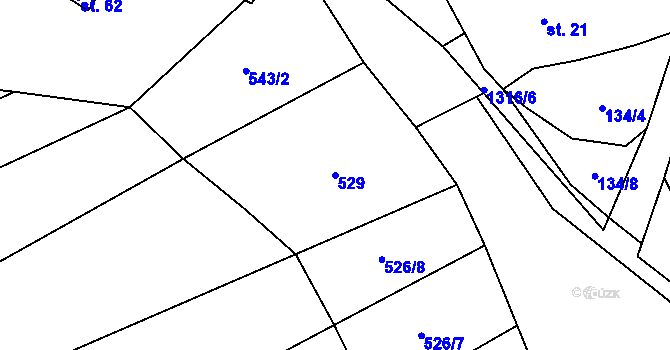 Parcela st. 529 v KÚ Krejnice, Katastrální mapa