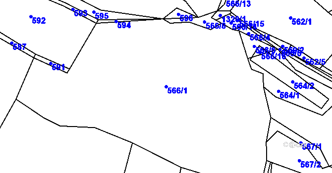 Parcela st. 566/1 v KÚ Krejnice, Katastrální mapa