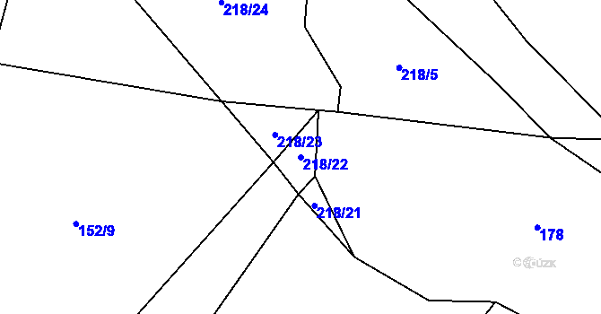 Parcela st. 218/22 v KÚ Krejnice, Katastrální mapa