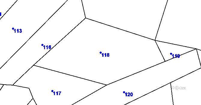 Parcela st. 118 v KÚ Krejnice, Katastrální mapa