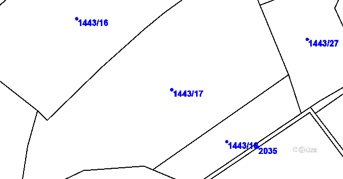 Parcela st. 1443/17 v KÚ Krhanice, Katastrální mapa