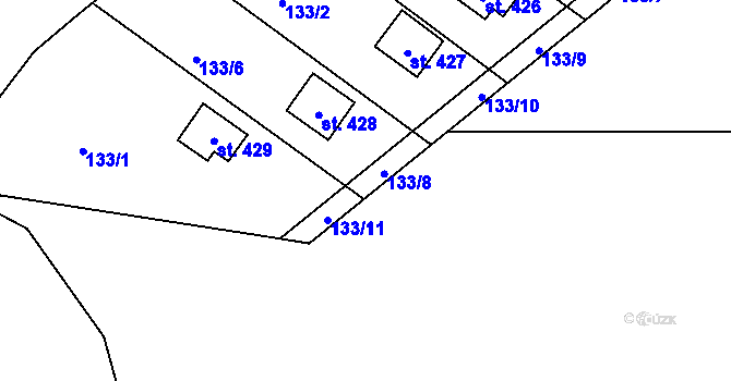 Parcela st. 133/8 v KÚ Krhanice, Katastrální mapa