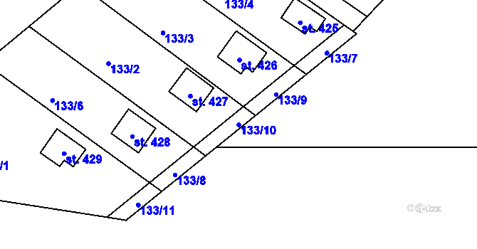 Parcela st. 133/10 v KÚ Krhanice, Katastrální mapa