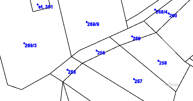 Parcela st. 256 v KÚ Krhanice, Katastrální mapa